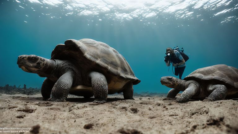 00057 A man is taking pictures of two turtles
