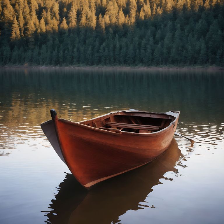 03360 A small wooden boat floating on the water