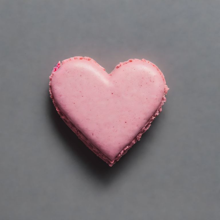 03362 A heart shaped macaron on a gray background